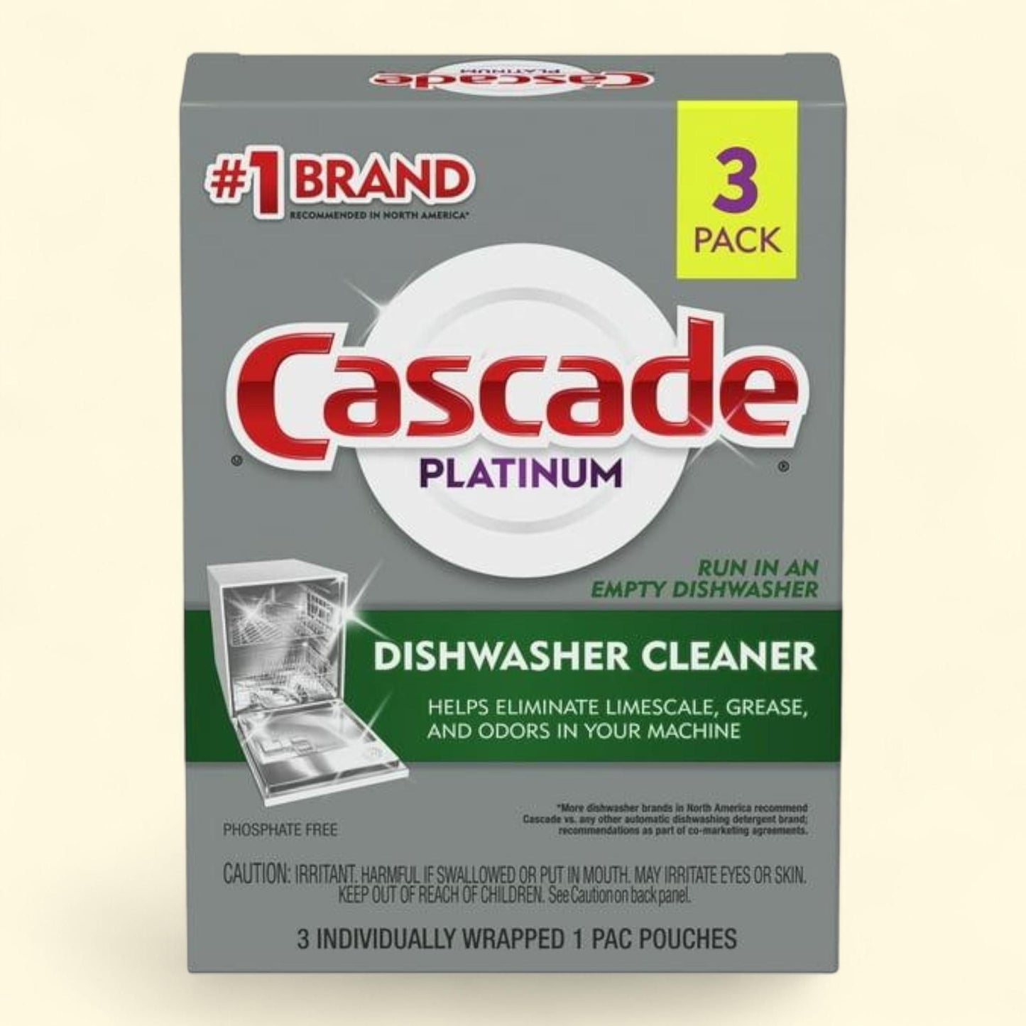 Cascade Platinum Dishwasher Cleaner Pods, 3 Count
