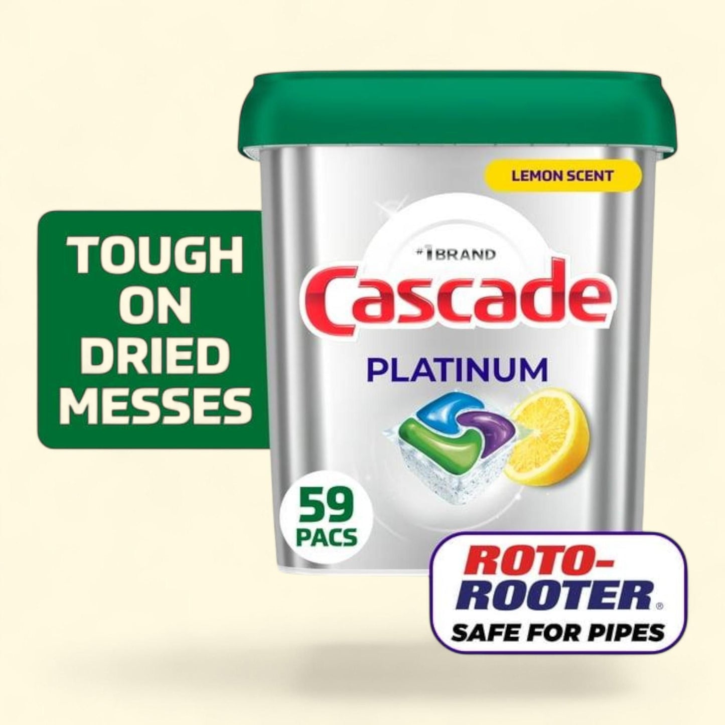 Cascade Platinum Dishwasher Pods, 59 count