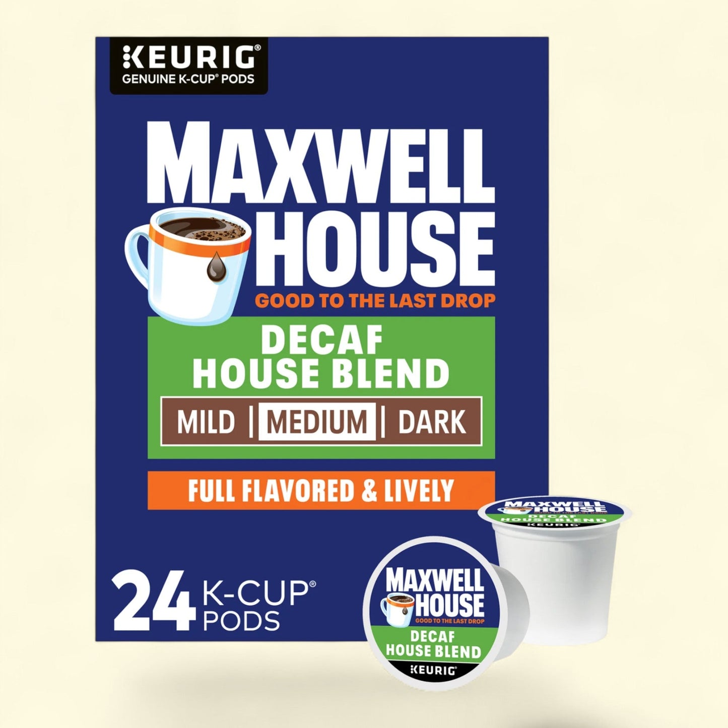 Maxwell House House Blend Decaf Coffee K-Cup Pods, 24 ct