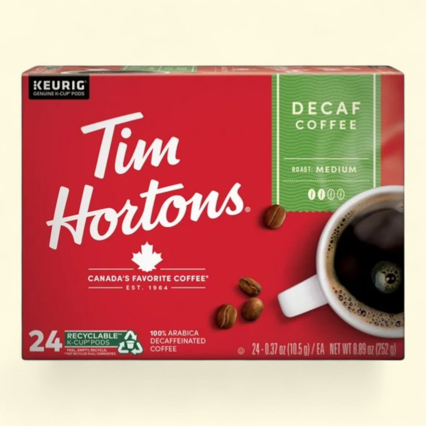 Tim Hortons Decaf Medium Roast Coffee Pods, 24 Ct
