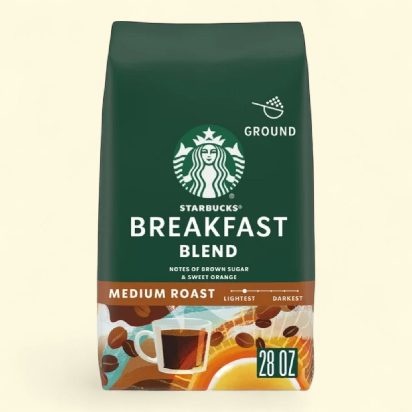 Starbucks Breakfast Blend, Medium Roast, Ground Coffee, 28 oz