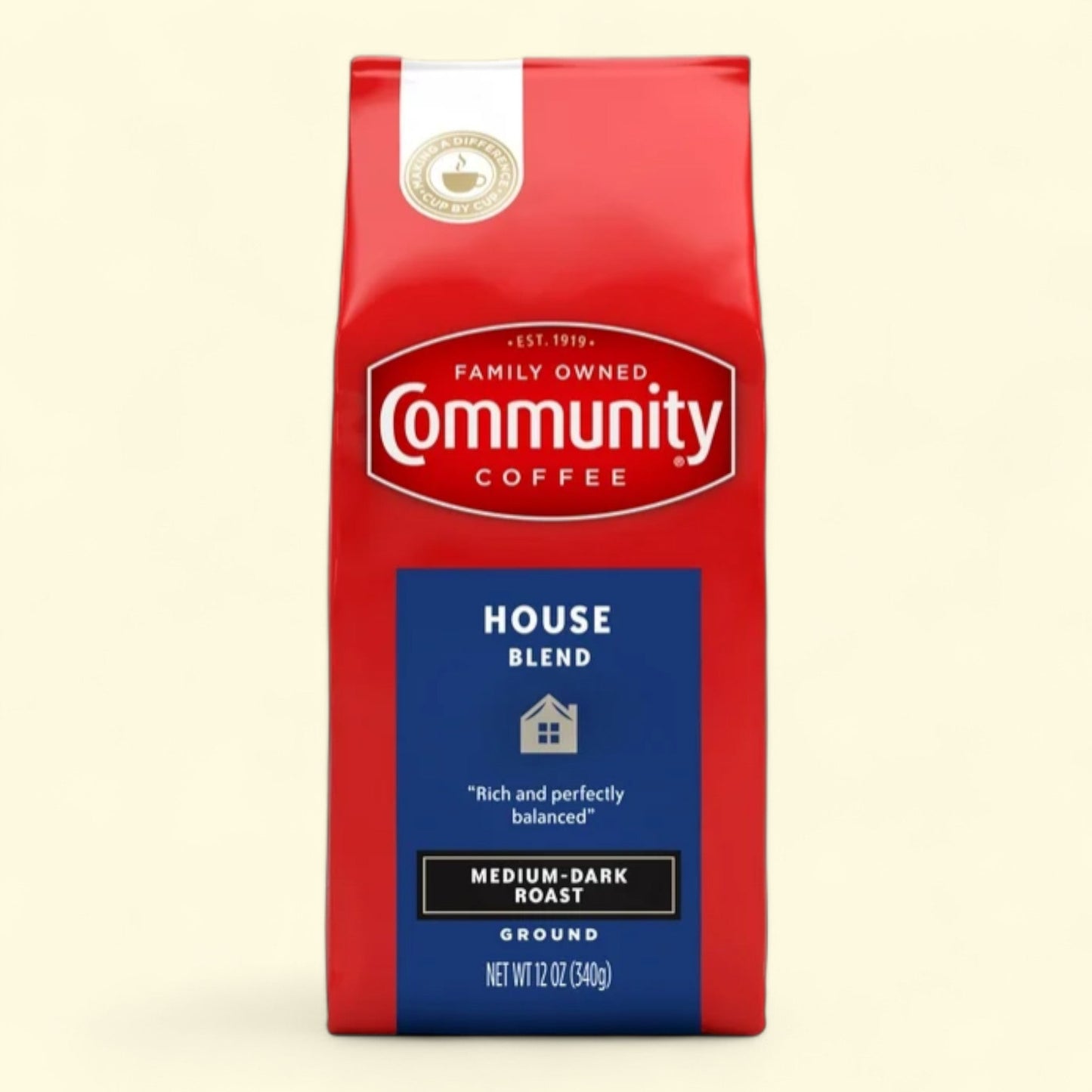 Community Coffee, House Blend Medium-Dark Roast Ground Coffee, 12 oz.