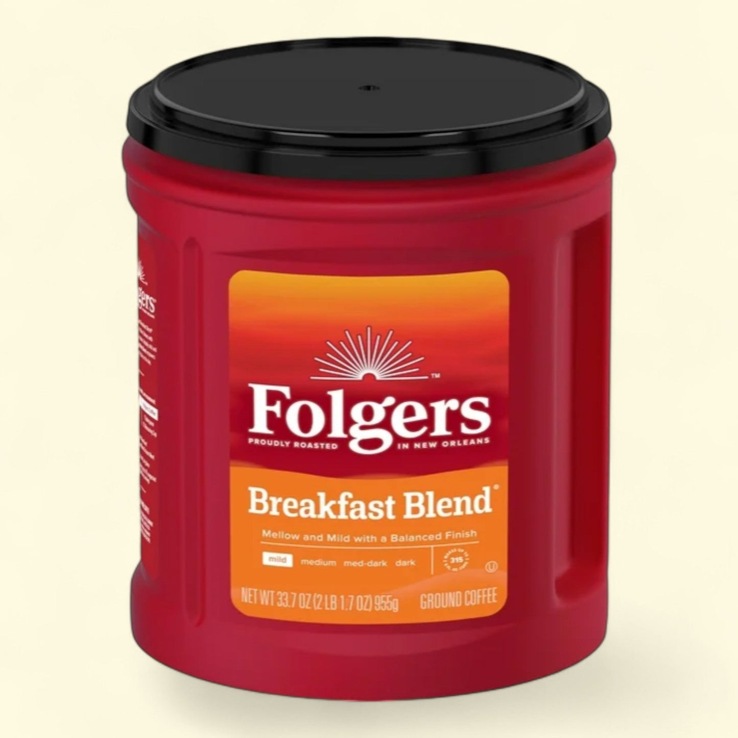 Folgers Breakfast Blend Ground Coffee, 33.7 oz
