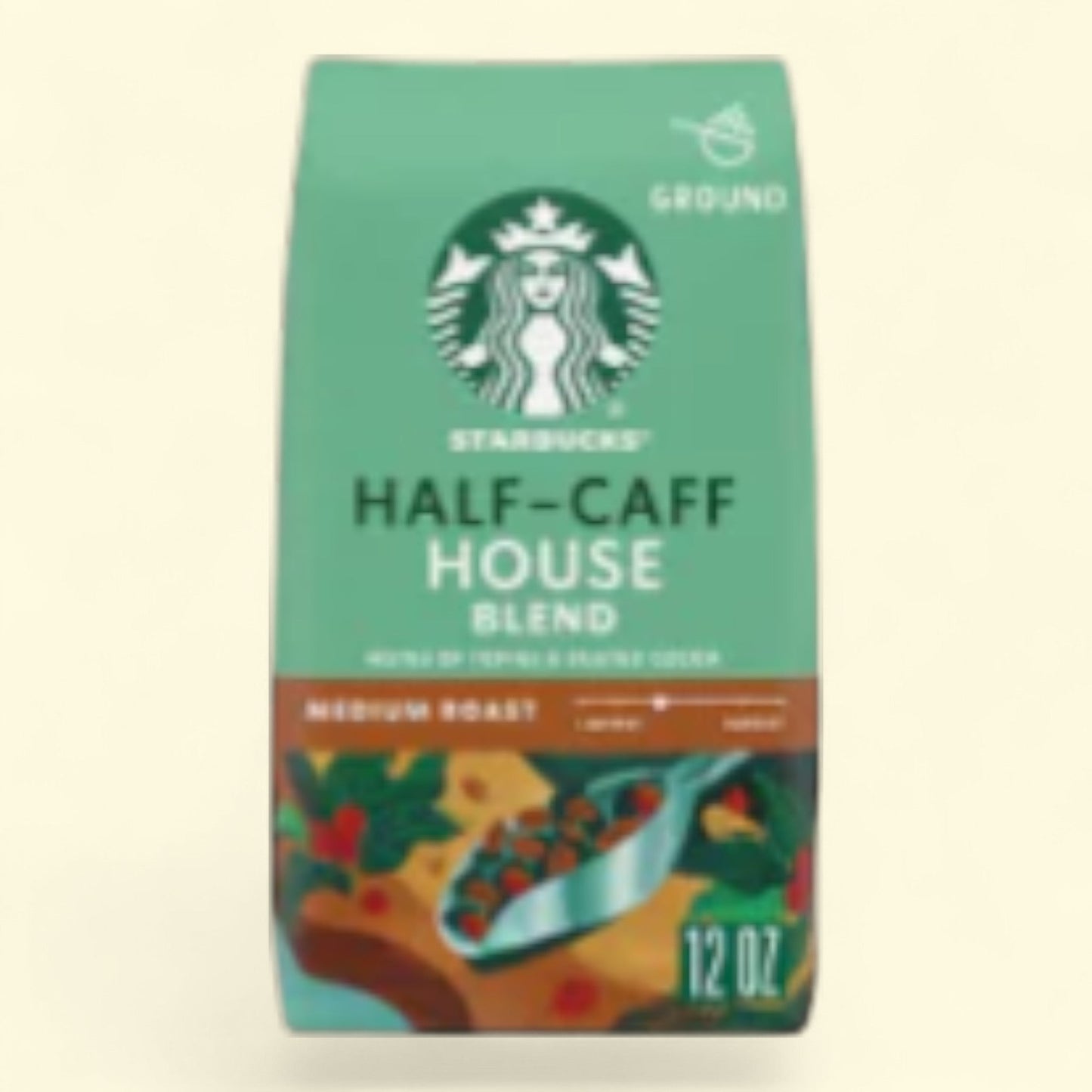 Starbucks House Blend Half-Caff, Medium Roast, Ground Coffee, 12 oz