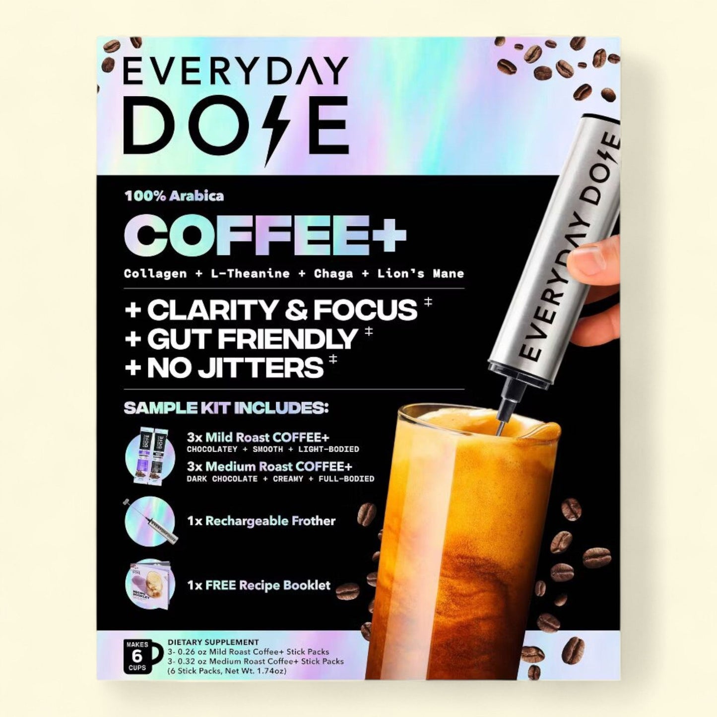 Everyday Dose Mushroom Coffee Sample Kit, 1.74oz