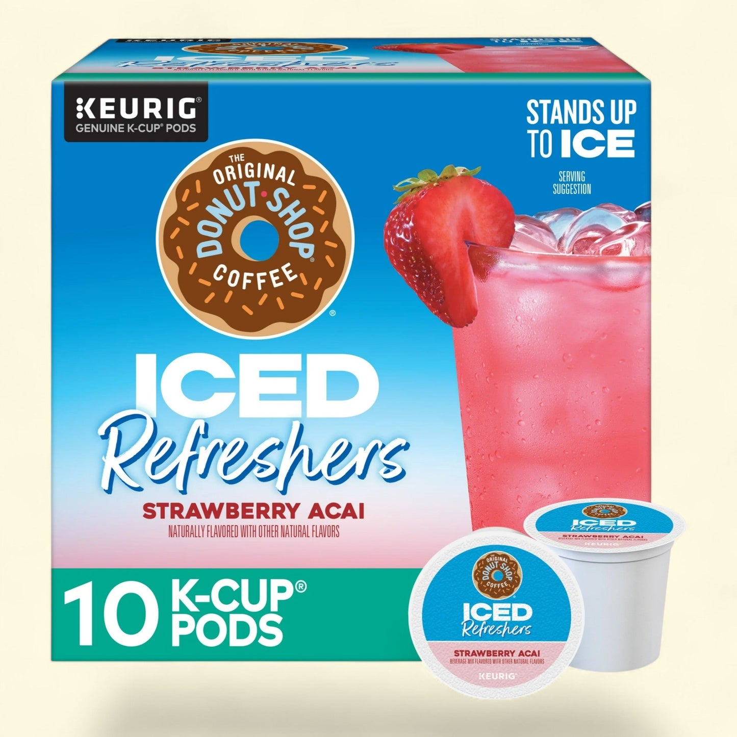 The Original Donut Shop, Iced Refreshers Strawberry Açaí Flavor K-Cup Pods, 10 Count