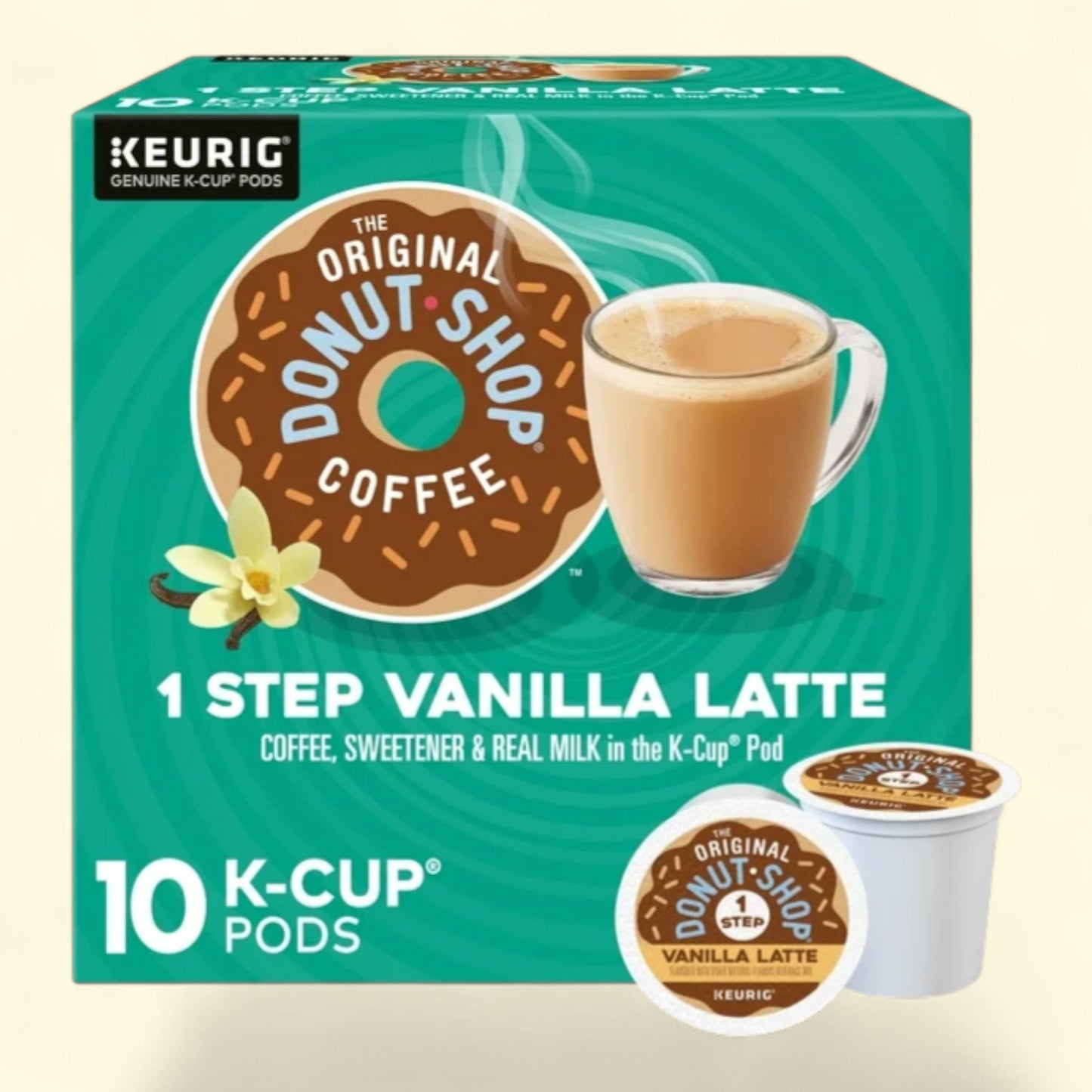 The Original Donut Shop, Vanilla Latte Flavored K-Cup Coffee Pods, 10 Count