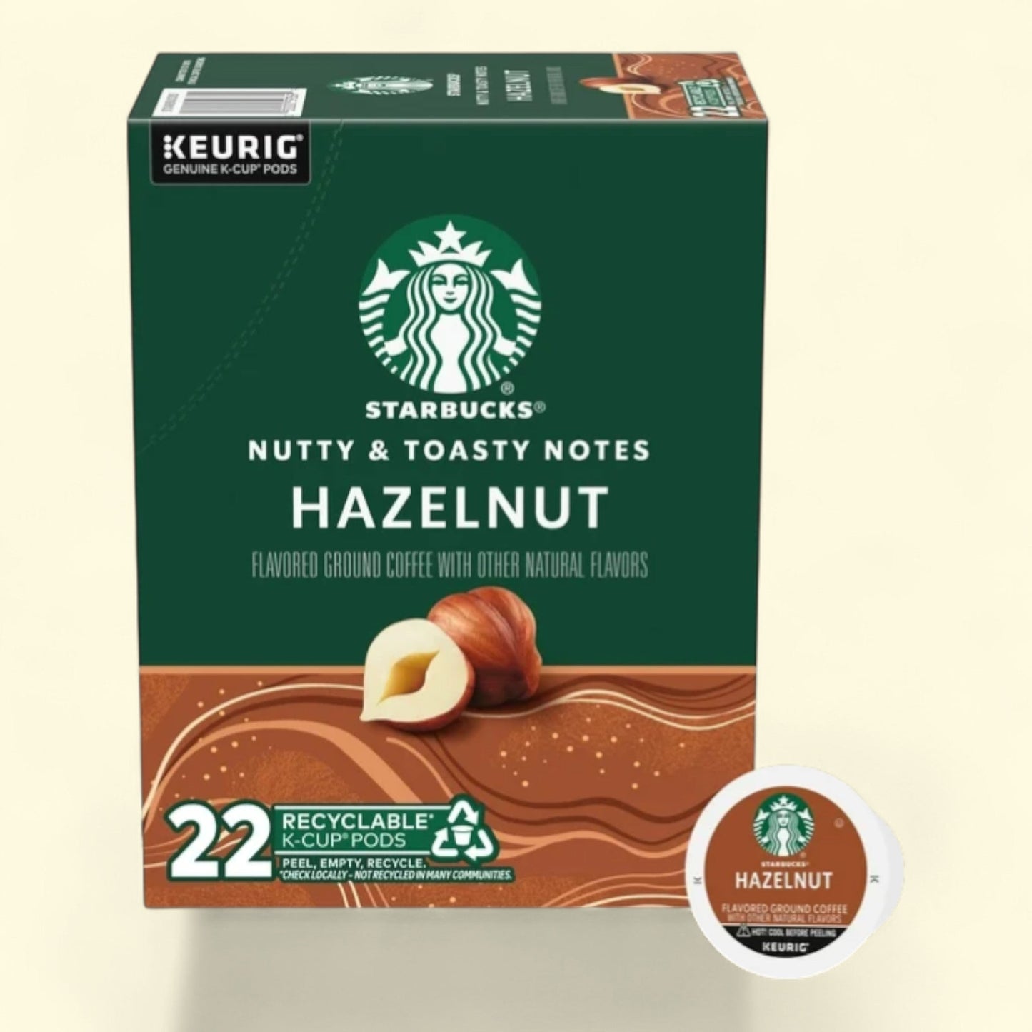 Starbucks Hazelnut, Light Roast K Cup Single Serve Coffee Pods, 22 Count -> Starbucks Hazelnut, 22 Count