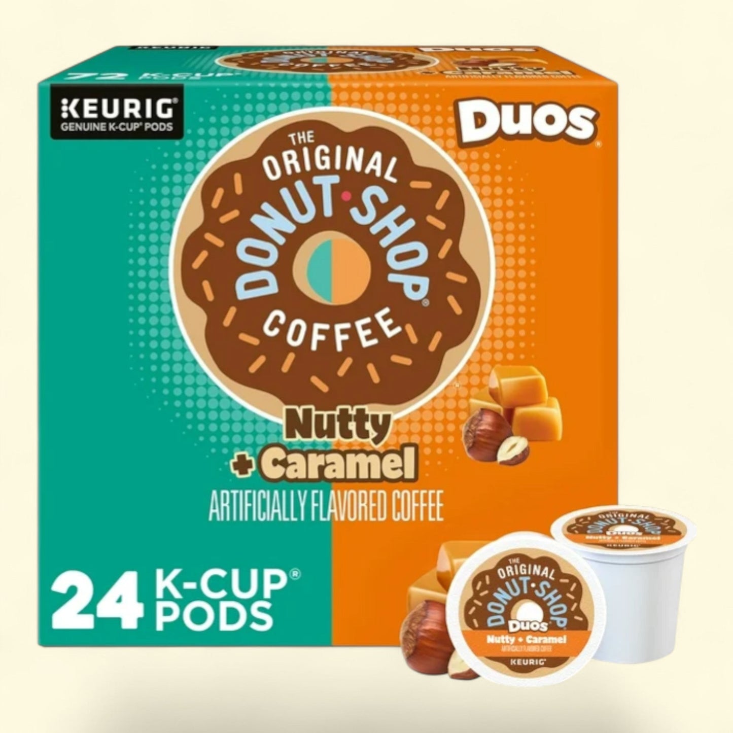 The Original Donut Shop, Duos Nutty + Caramel Medium Roast K-Cup Coffee Pods, 24 Count
