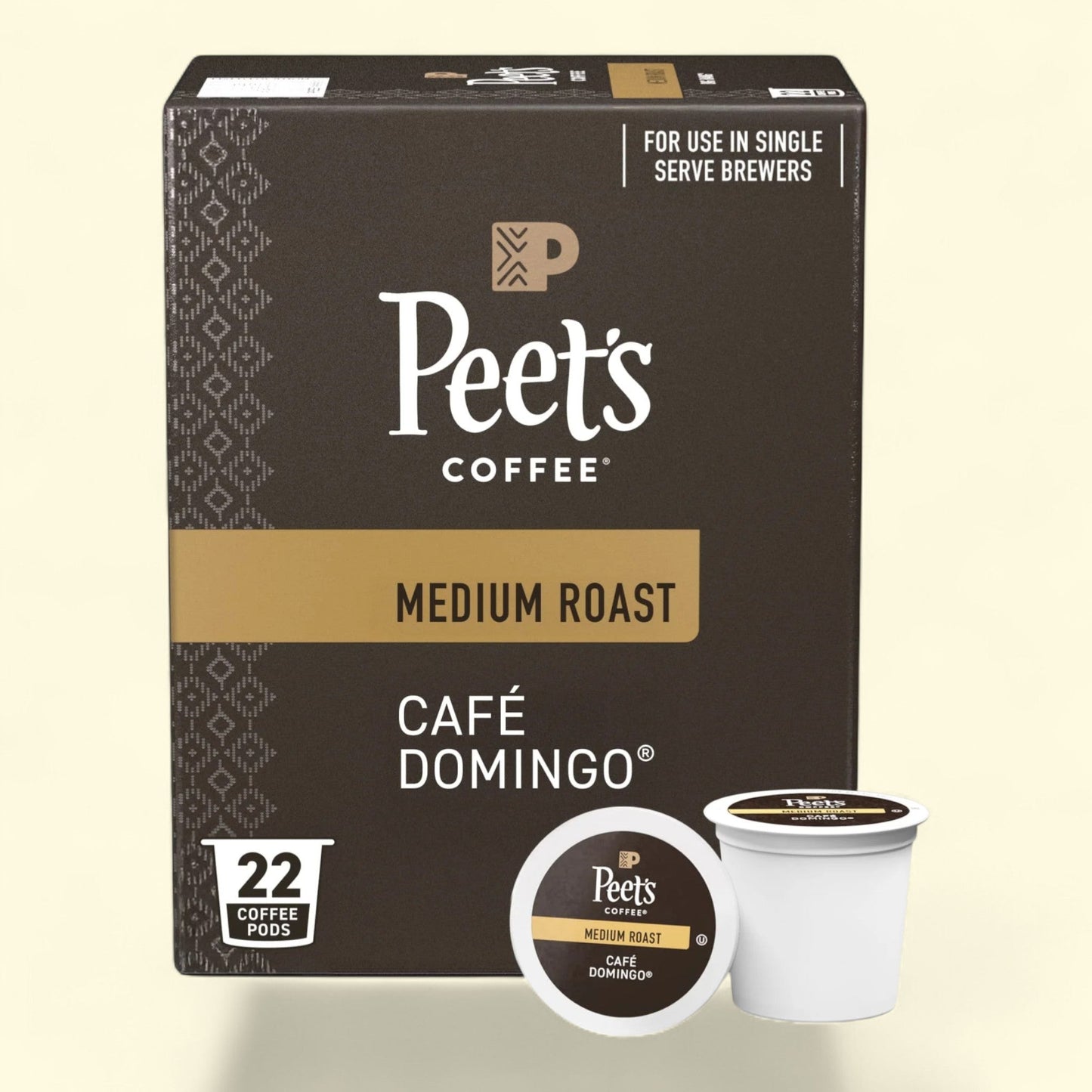 Peet's Coffee Cafe Domingo Blend Single Serve Coffee Pods, 22 Count