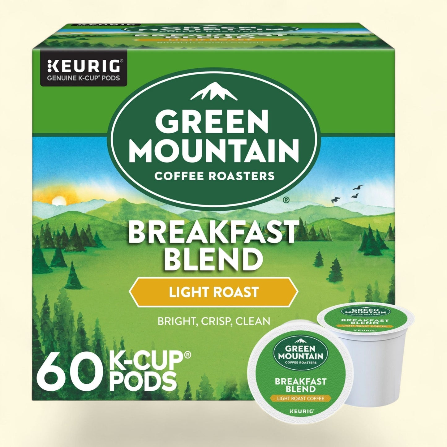 Green Mountain Coffee Roasters, Breakfast Blend Light Roast K-Cup Coffee Pods, 60 Count