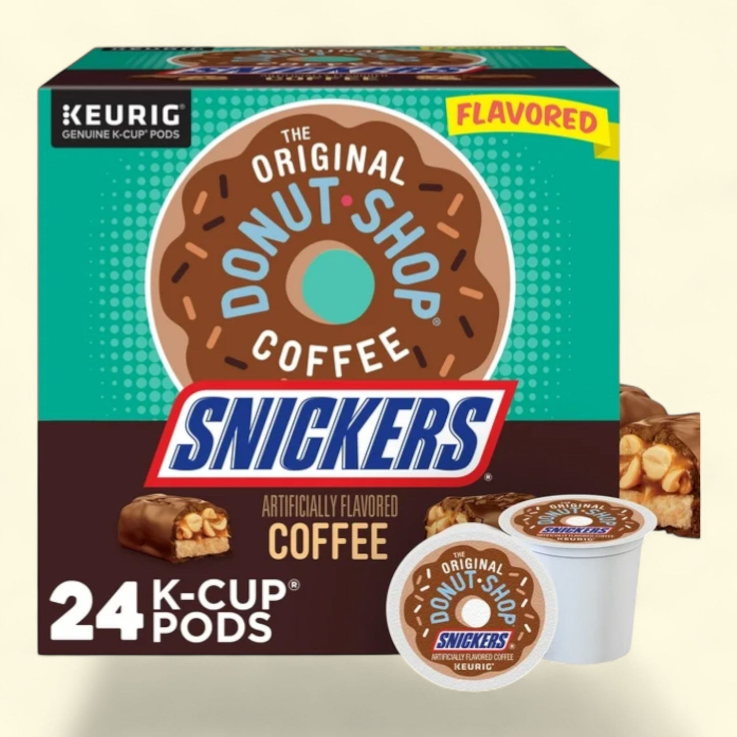 The Original Donut Shop, Snickers Flavored K-Cup Coffee Pods, 24 Count