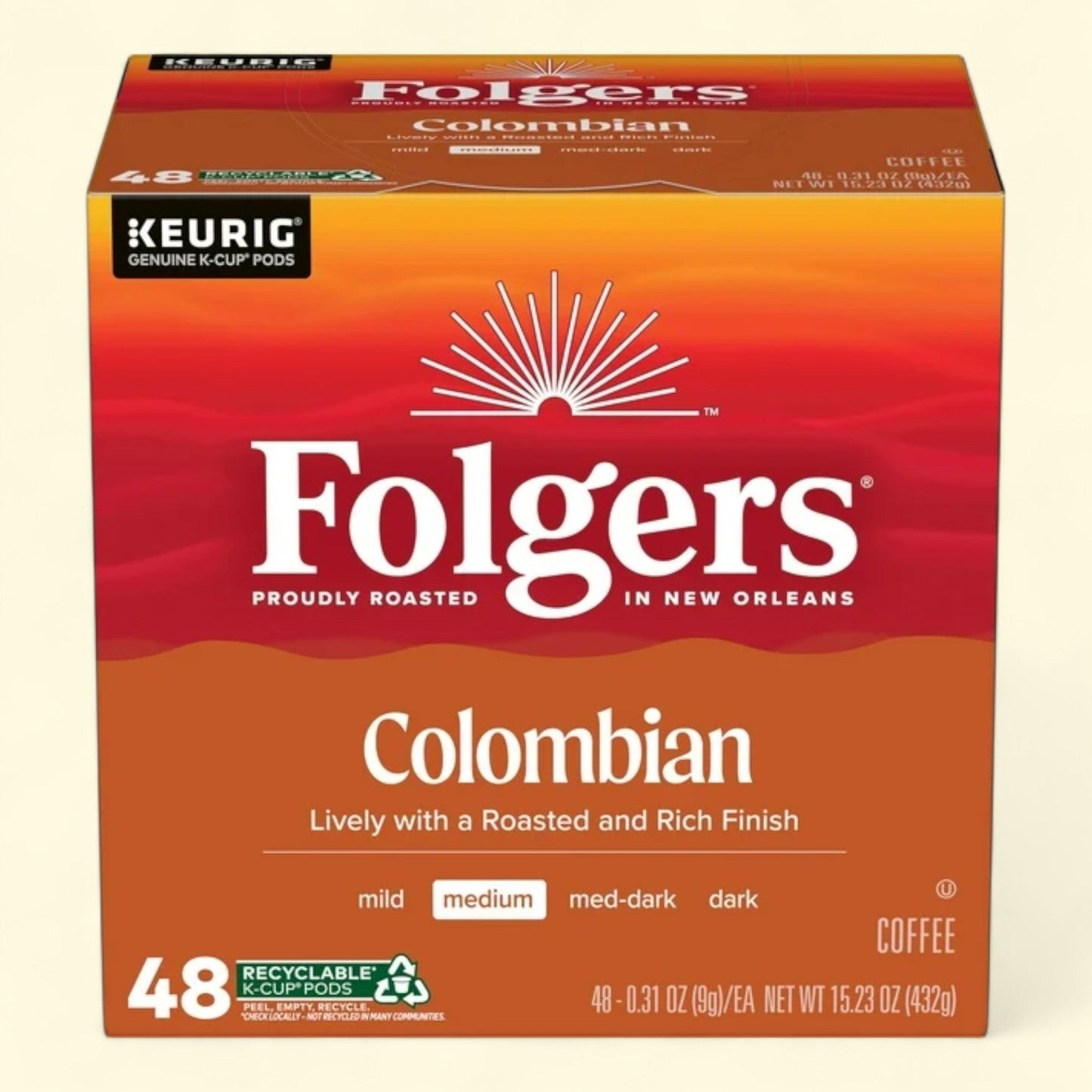 Folgers Colombian Coffee, Medium Roast, 48 count