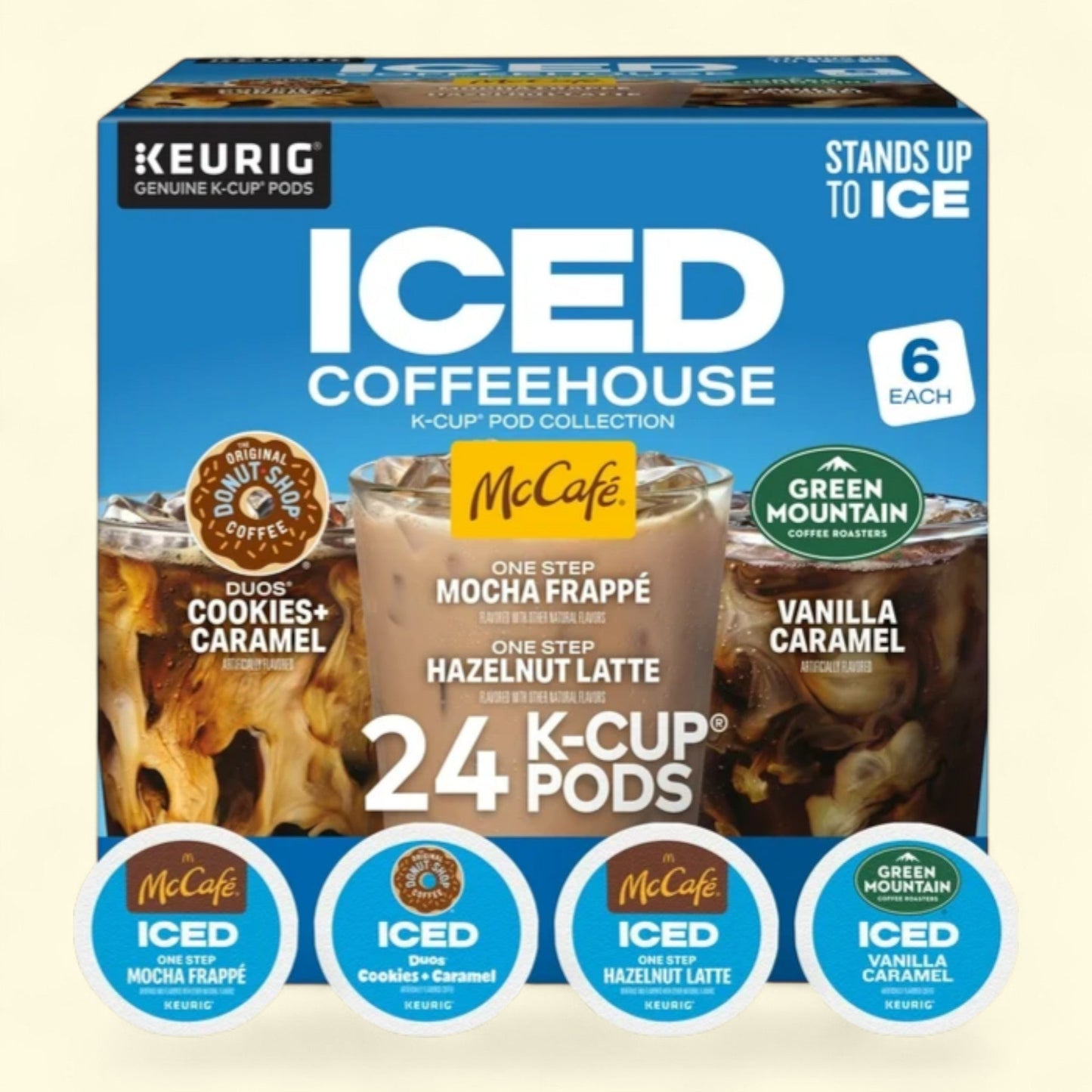 Keurig, ICED Coffeehouse Variety Pack Medium Roast K-Cup Coffee Pods, 24 count