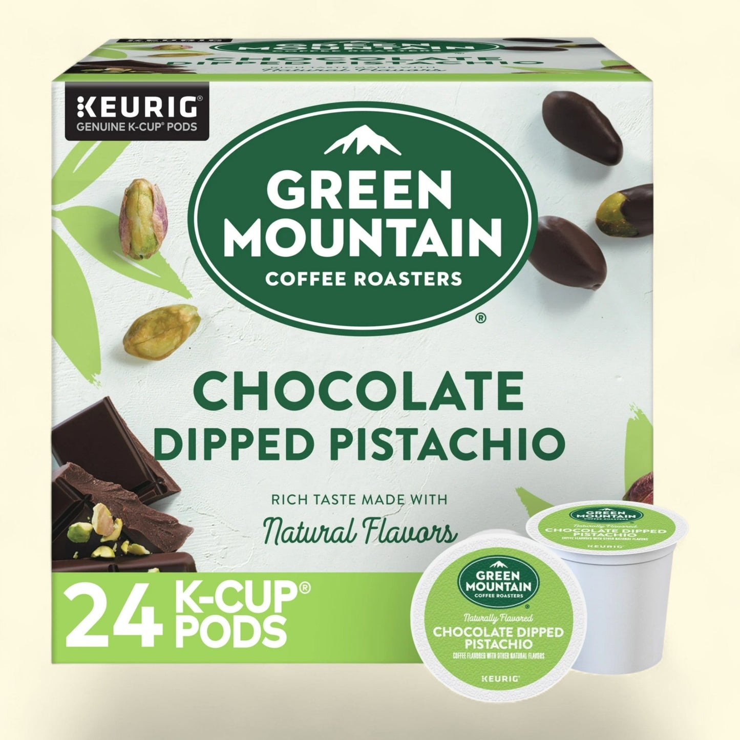 Green Mountain Coffee Roasters, Chocolate Dipped Pistachio Flavored Light Roast K-Cup Coffee Pods, 24 Count