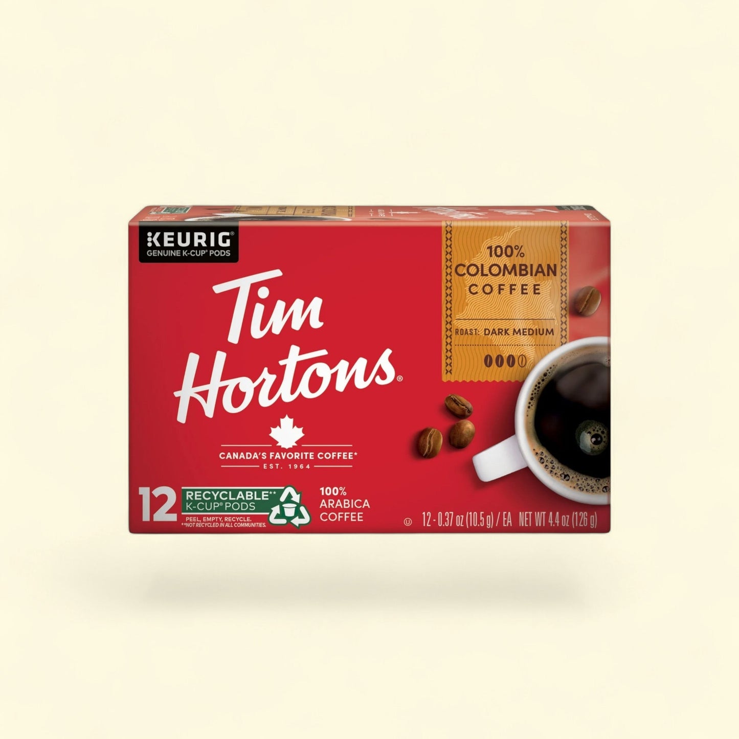 Tim Hortons Colombian Medium-Dark Roast K-Cup Coffee Pods, 12 Ct — authentic US product shipped worldwide by Treatspree