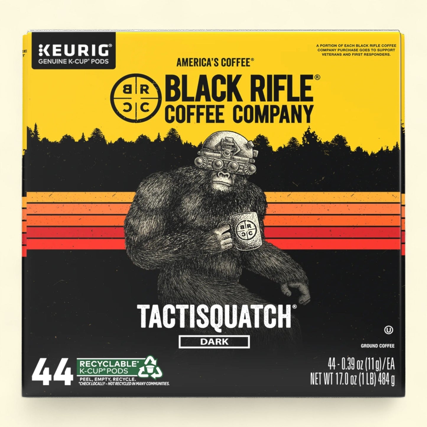 Black Rifle Coffee Company Tactisquatch K Cups Pods, Dark Roast, 44 Ct