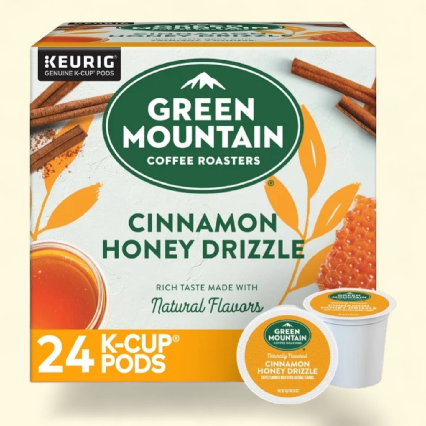 Green Mountain Coffee Roasters, Cinnamon Honey Drizzle Flavored Light Roast K-Cup Coffee Pods, 24 Count