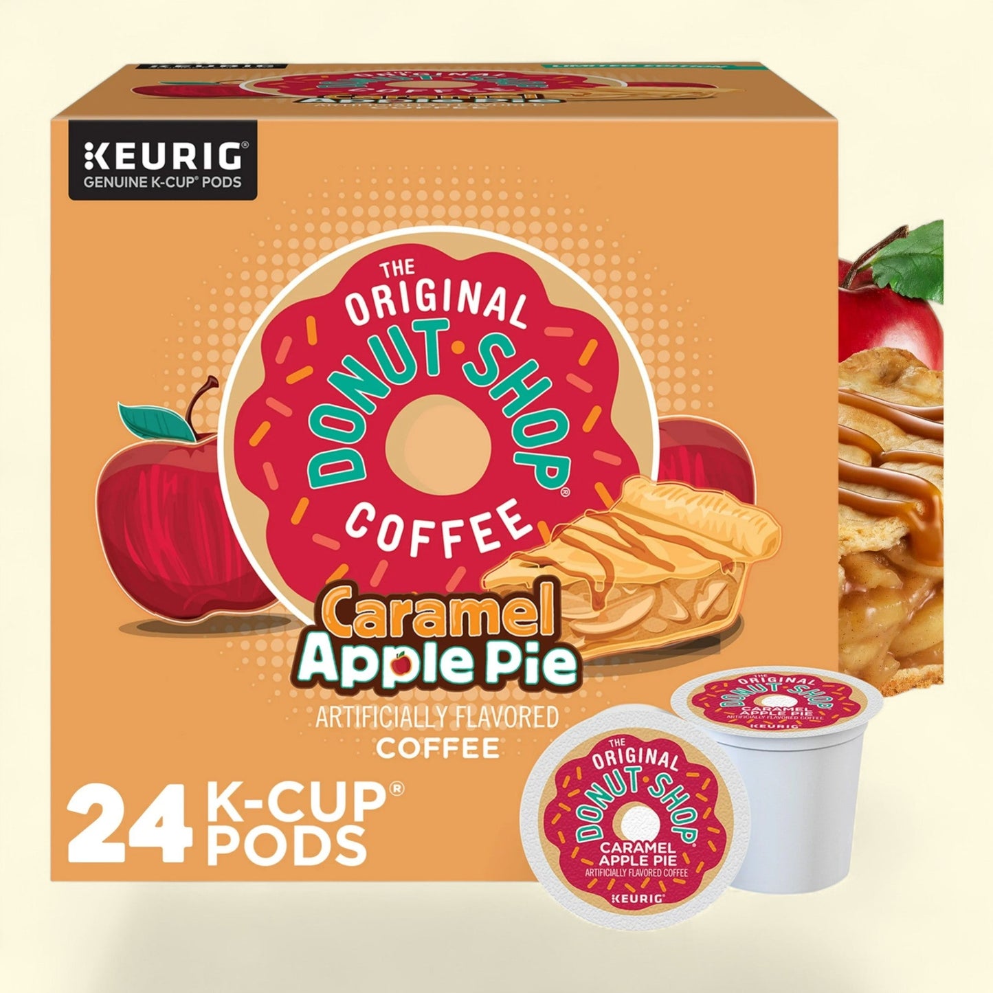 The Original Donut Shop, Caramel Apple Pie Light Roast K-Cup Coffee Pods, 24 Count