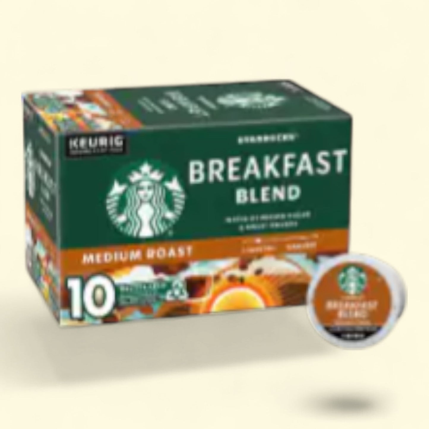 Starbucks Breakfast Blend K-Cup Coffee Pods, Medium Roast, 10 count