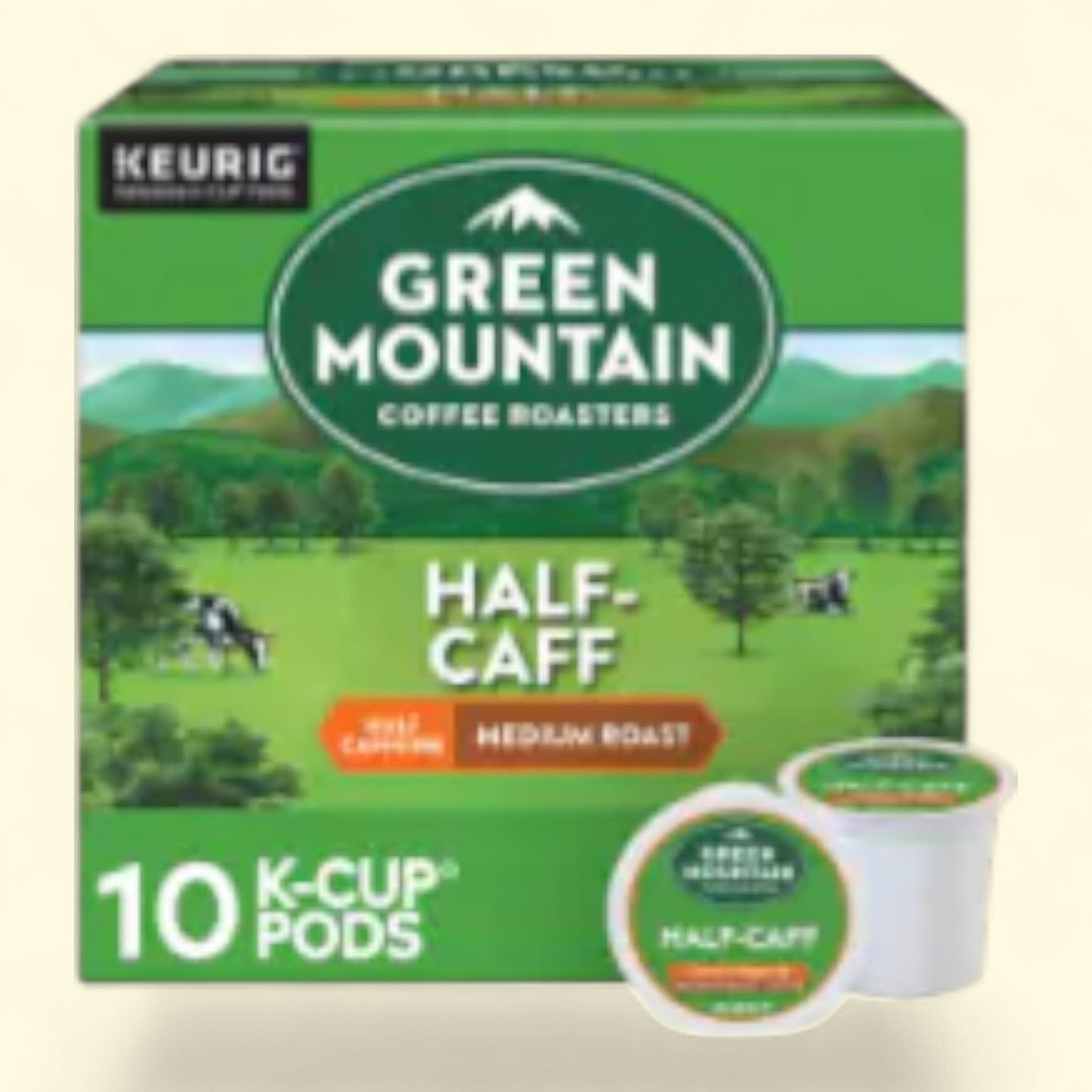 Green Mountain Coffee Roasters Half Caff Medium Roast K-Cup Coffee Pods, 10 count