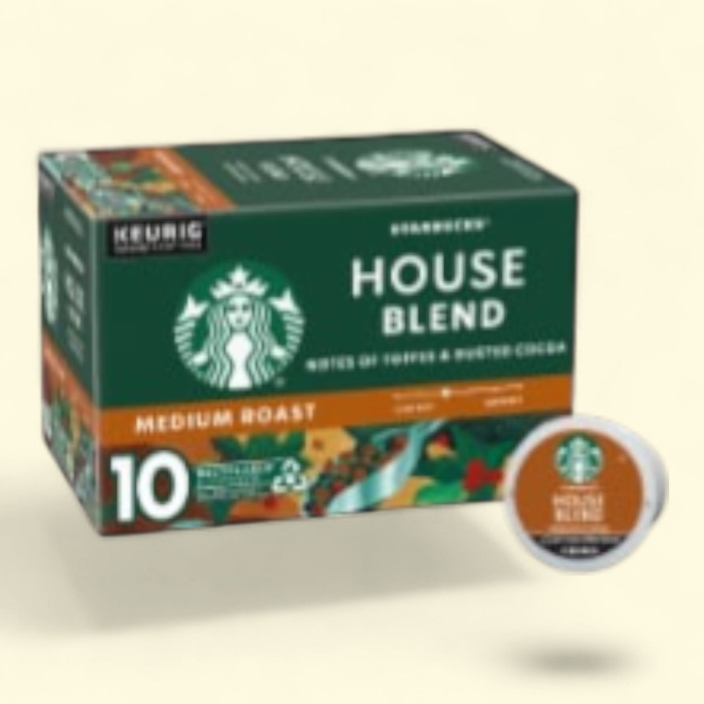 Starbucks House Blend Medium Roast K-Cup Coffee Pods, 10 count