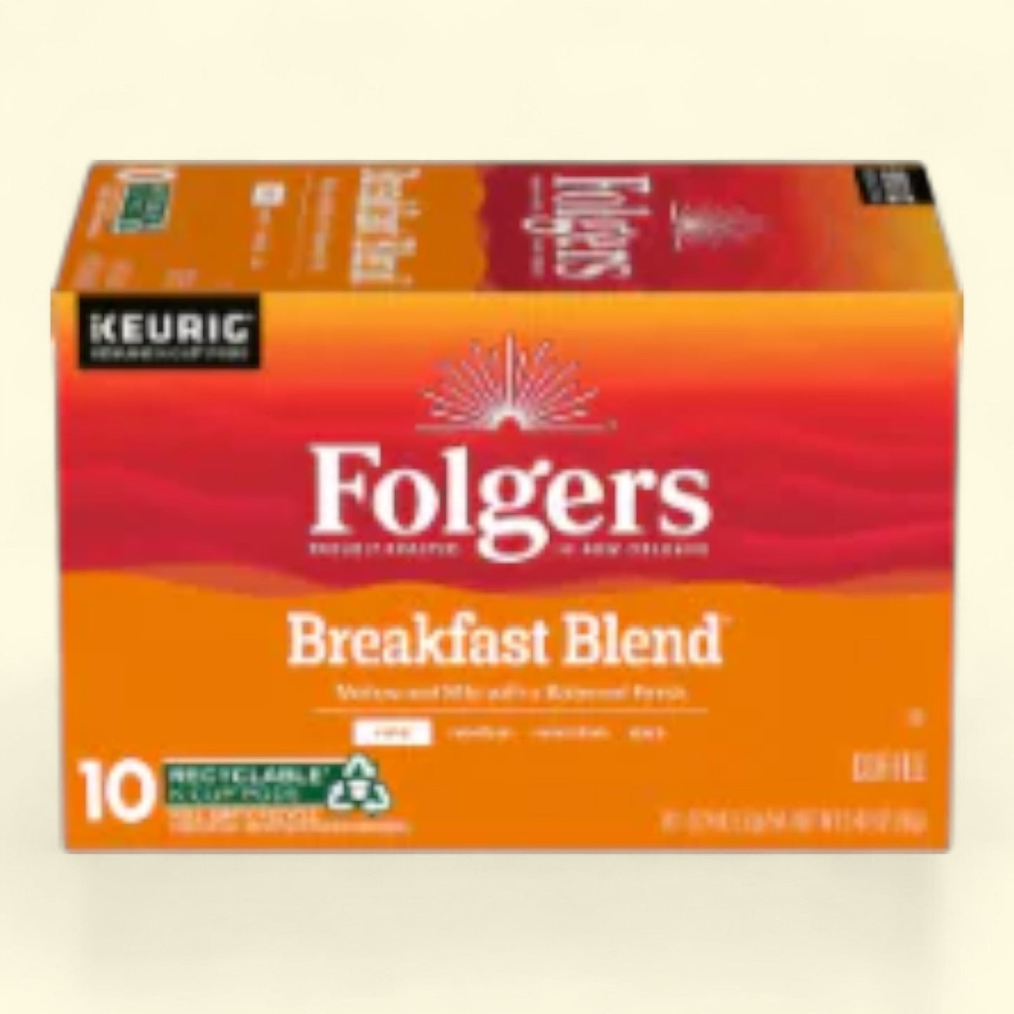 Folgers Breakfast Blend Coffee, Mild Roast, Keurig K-Cup Pods, 10 count