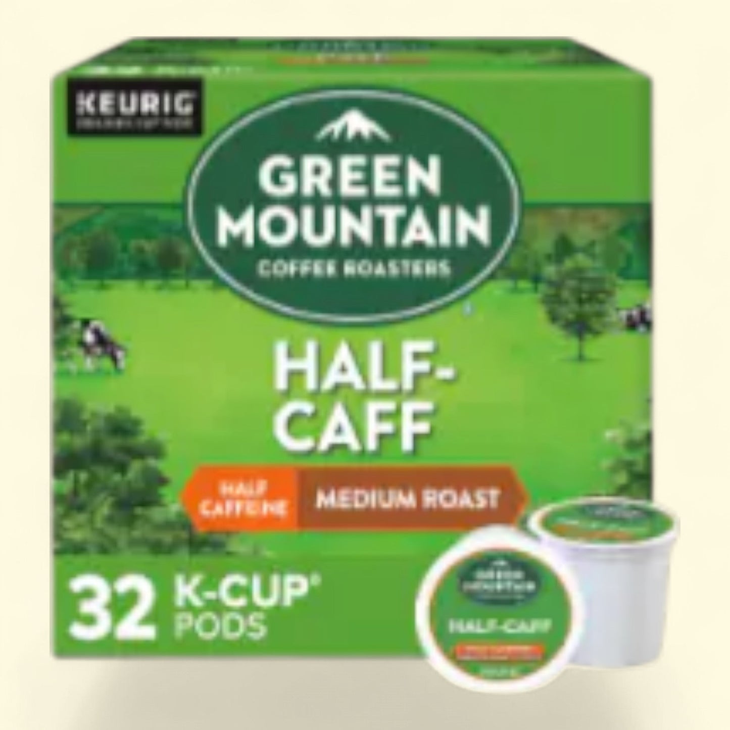 Green Mountain Coffee Roasters, Half Caff Medium Roast K-Cup Coffee Pods, 12 Count