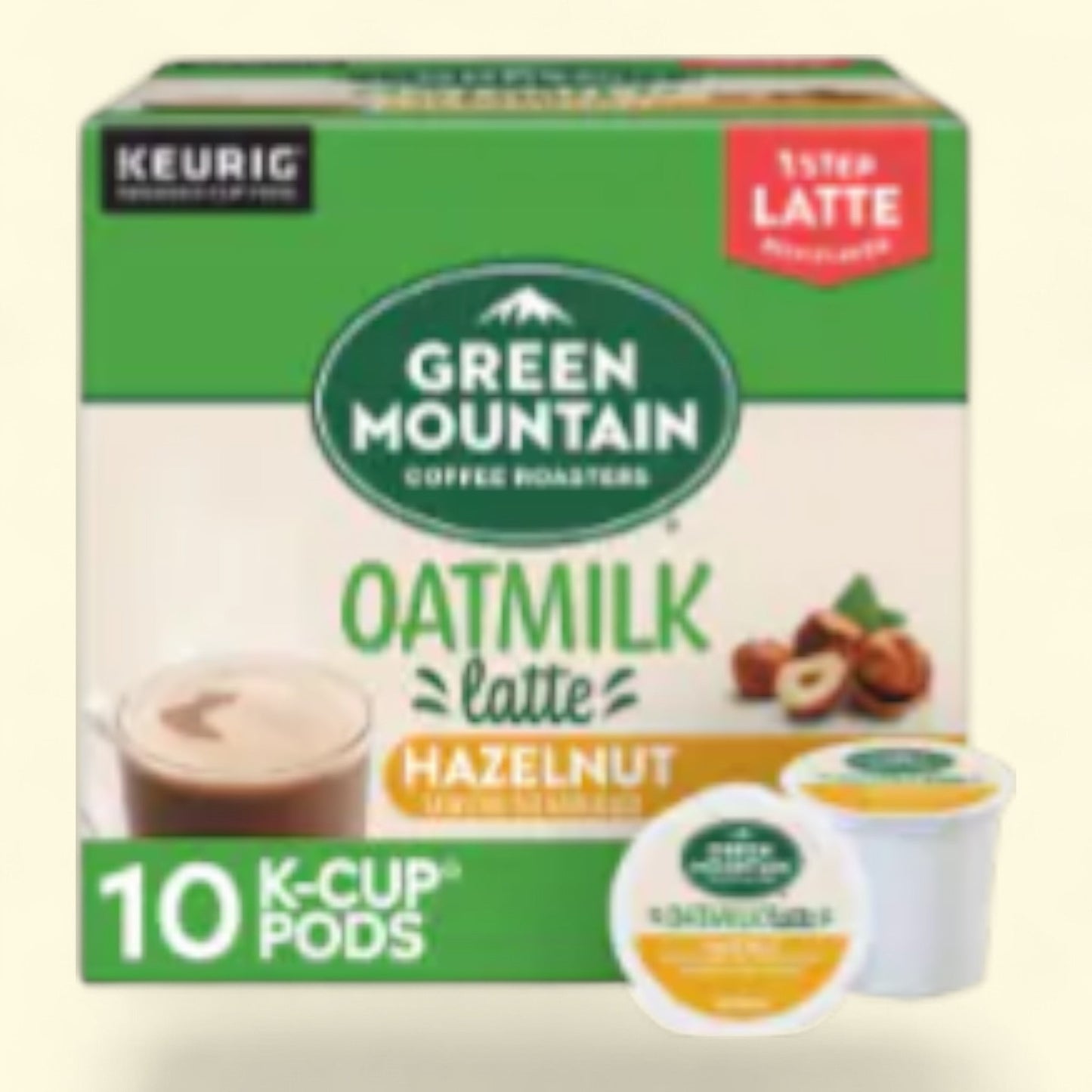 Green Mountain Coffee Roasters Hazelnut Oatmilk Latte K-Cup Coffee Pods, Medium Roast, 10 count