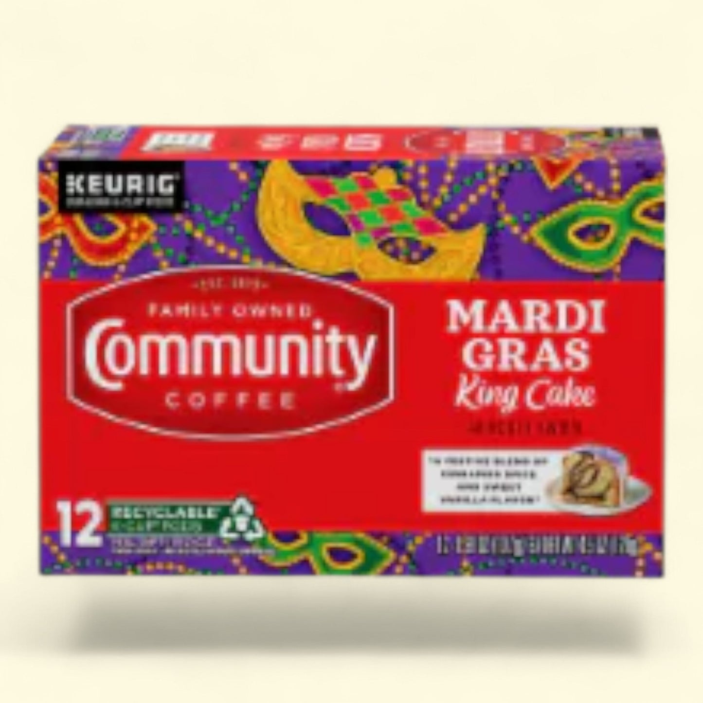 Community Coffee® Mardi Gras King Cake K-Cup Coffee Pods, 12 count