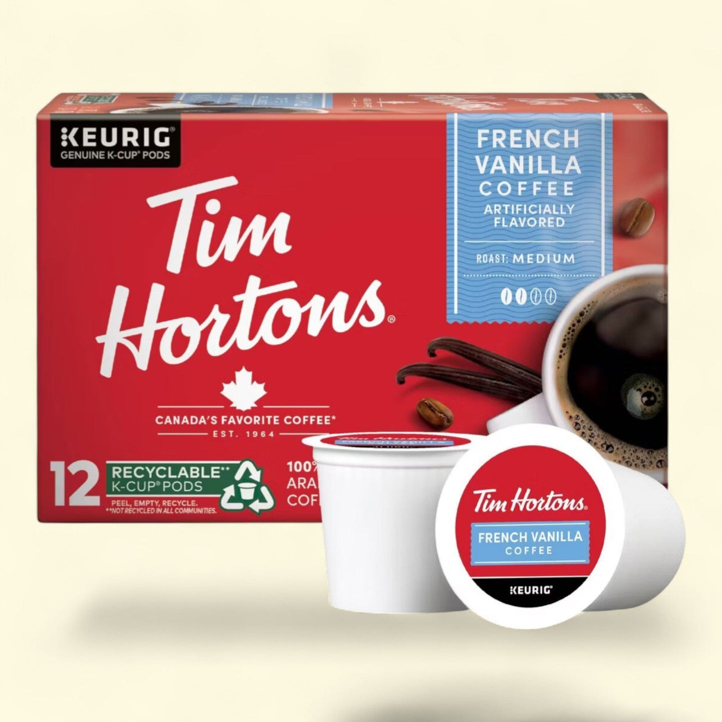 Tim Hortons French Vanilla K-Cup Coffee Pods, 12 ct