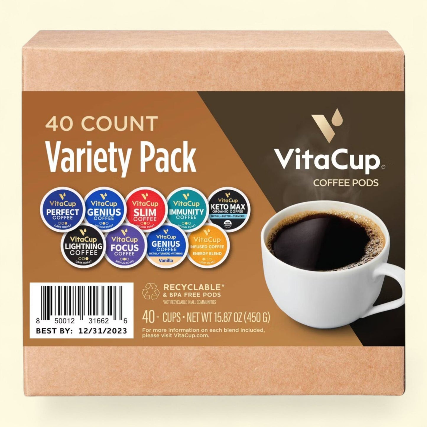 VitaCup Coffee Pods, Medium Roast, 40ct