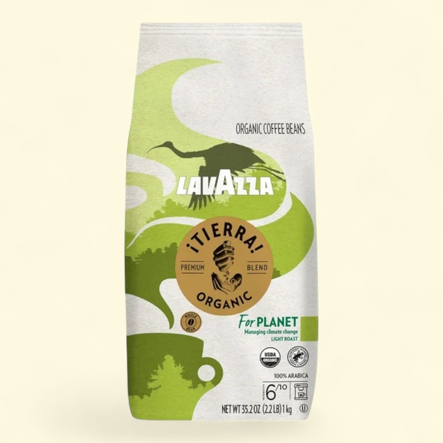Lavazza ¡Tierra! Organic Whole Bean Coffee, Light Roast, 2.2 lb