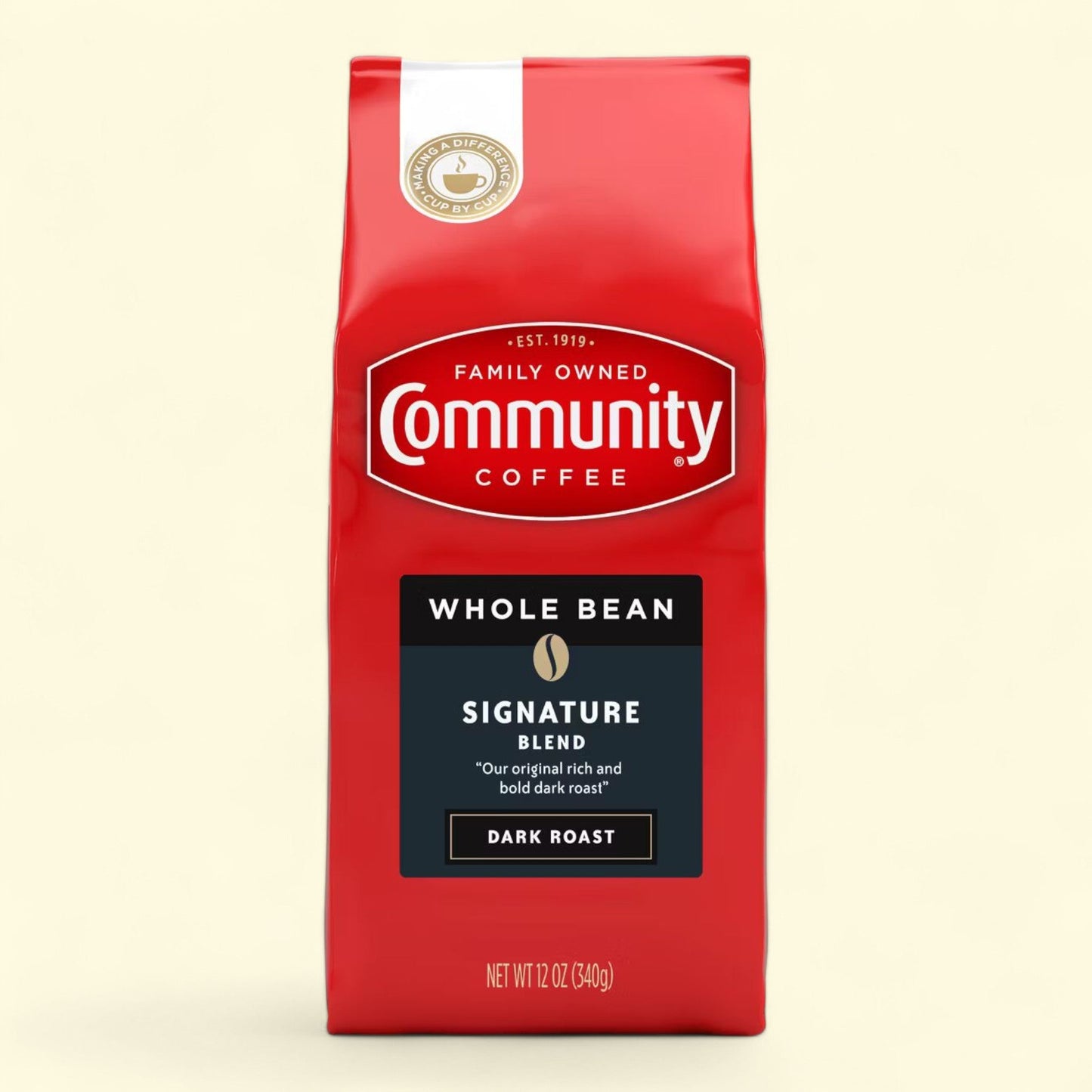 Community Coffee Dark Roast Whole Bean Coffee, 12oz