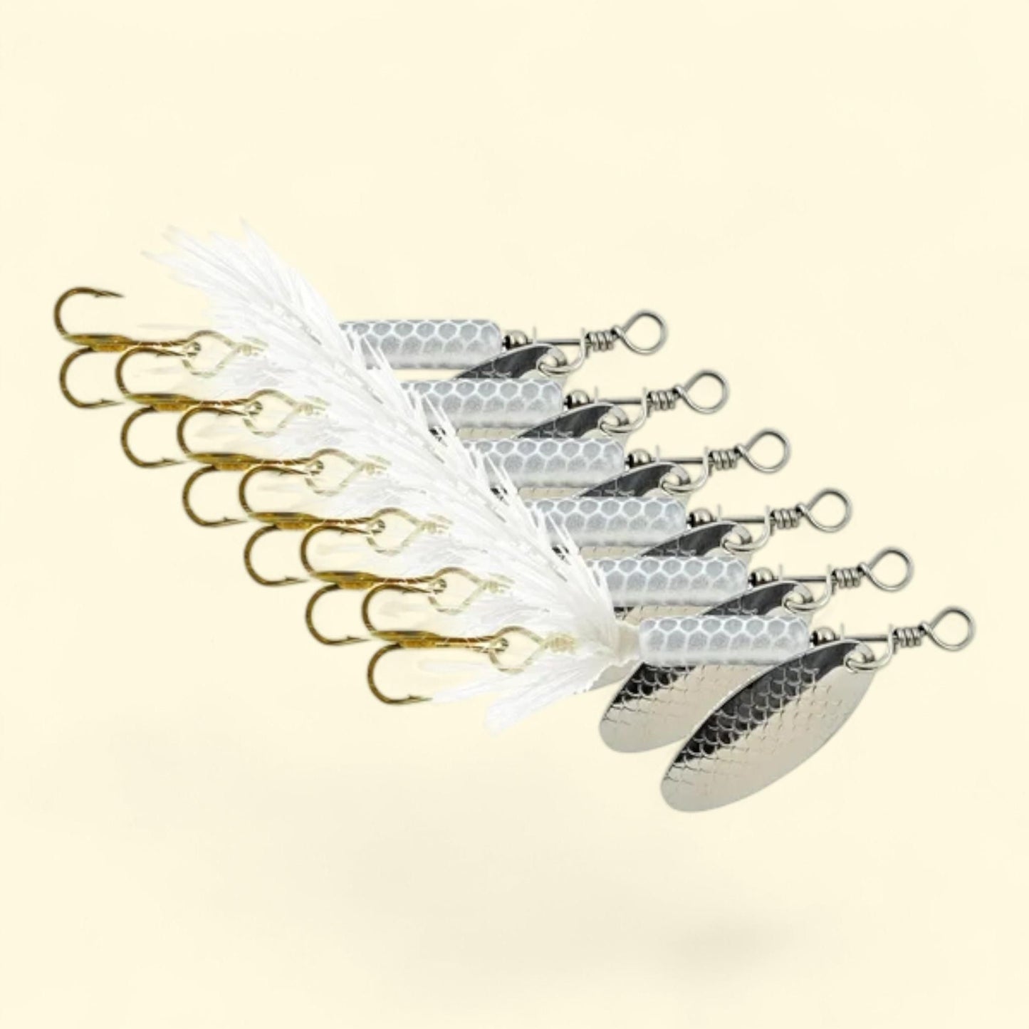 Ready 2 Fish Spinner Spoon White Scale, 1/16oz & 1/8oz, 6 pack — authentic US product shipped worldwide by Treatspree