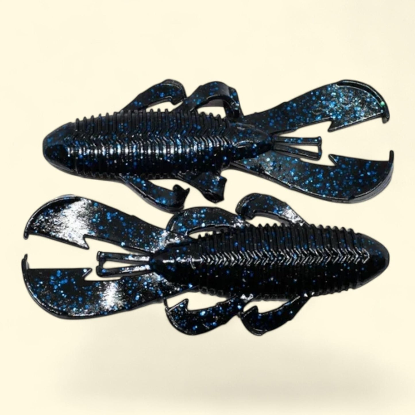 Googan Bandito Bug 4" Noir et bleu pailleté, lot de 7