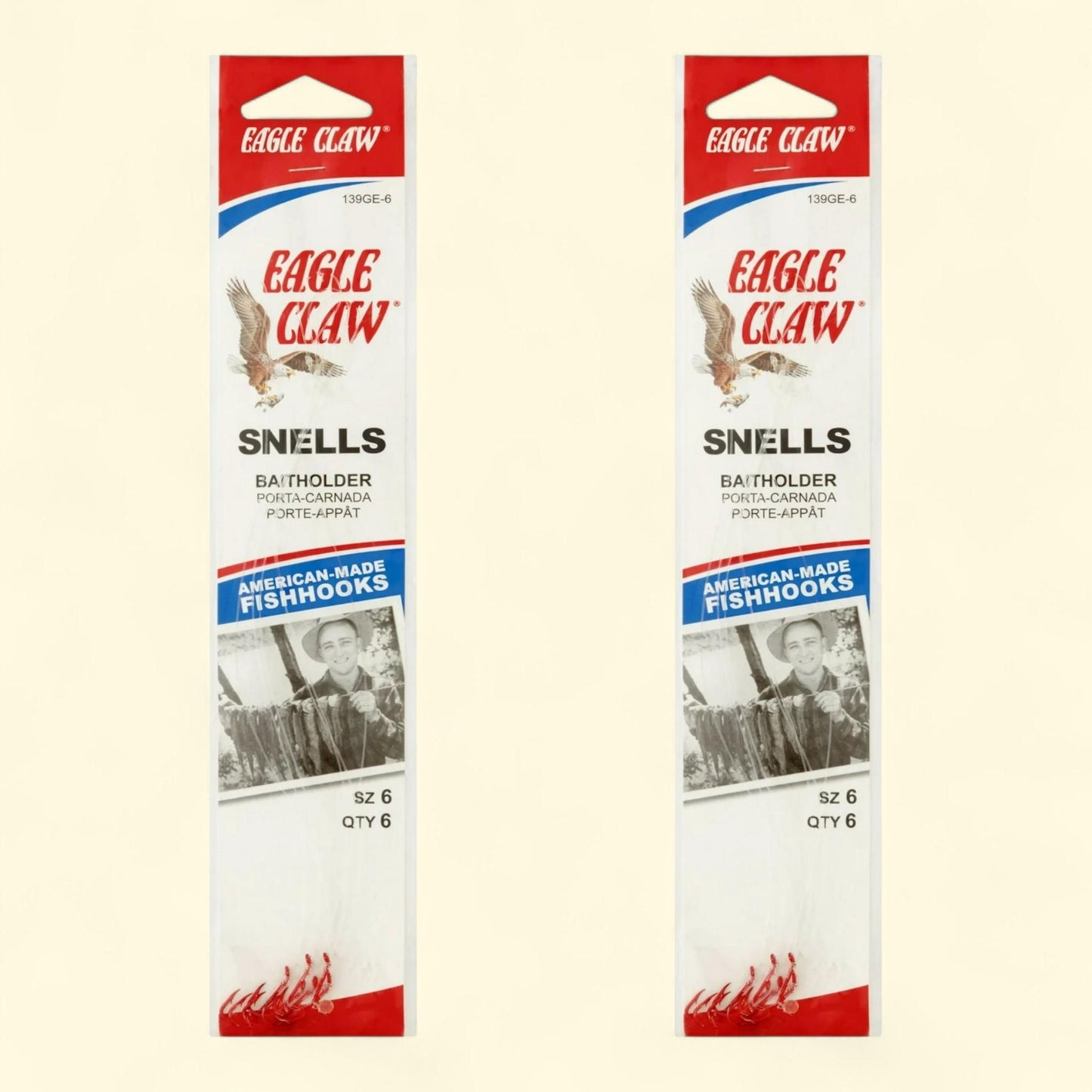 Hameçon Eagle Claw avec monture prête à l'emploi, taille 6, lot de 2