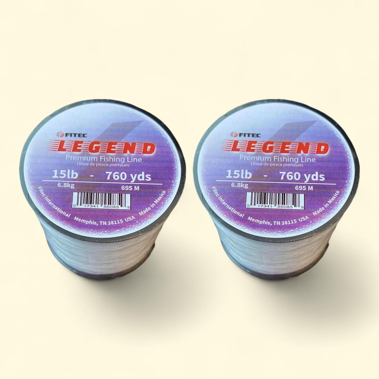 Legend Monofilament Premium Fishing Line, 15 lb, Clear, 760 Yard, 2 pack