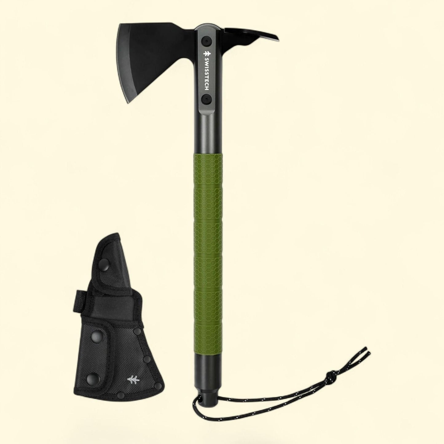 Swiss Tech Beilwerk Camping Hatchet, Stainless Steel Head, Aluminum Body, Pry Tool, Sheath Included