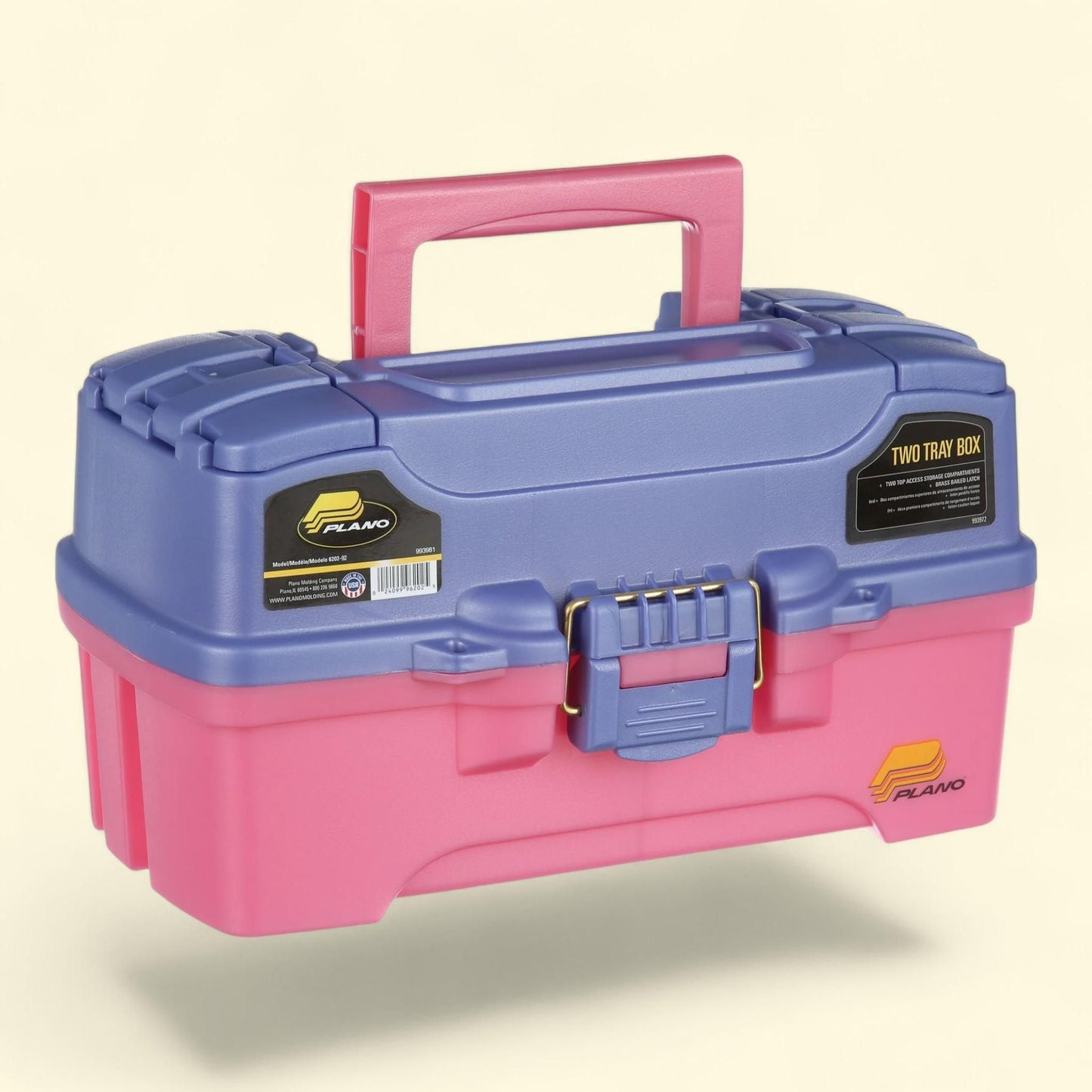 Plano Fishing Tackle Box, Two Tray, Model 6202-92, Pink/Periwinkle