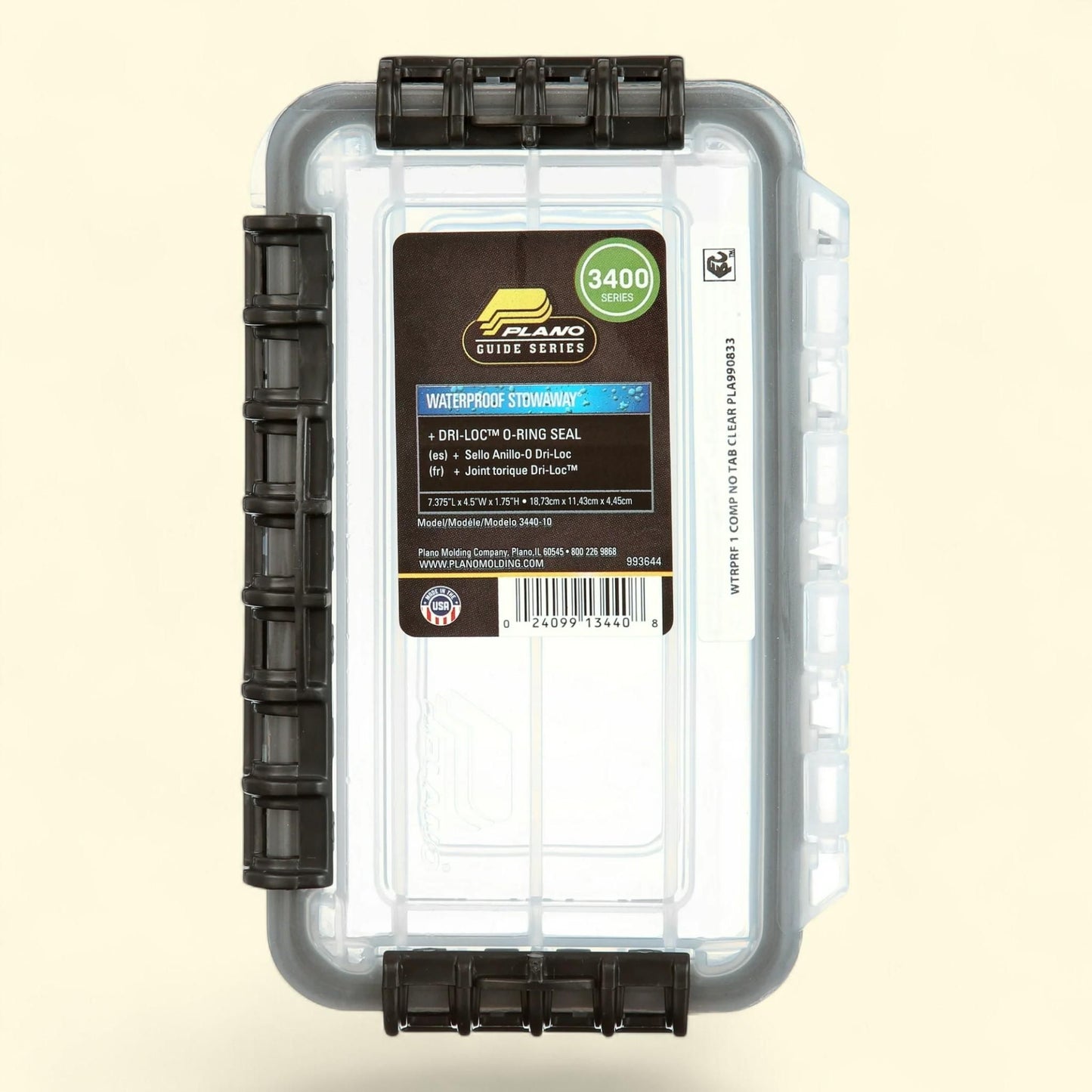 Plano Fishing 3400 Series Waterproof Stowaway Tackle Box, Clear