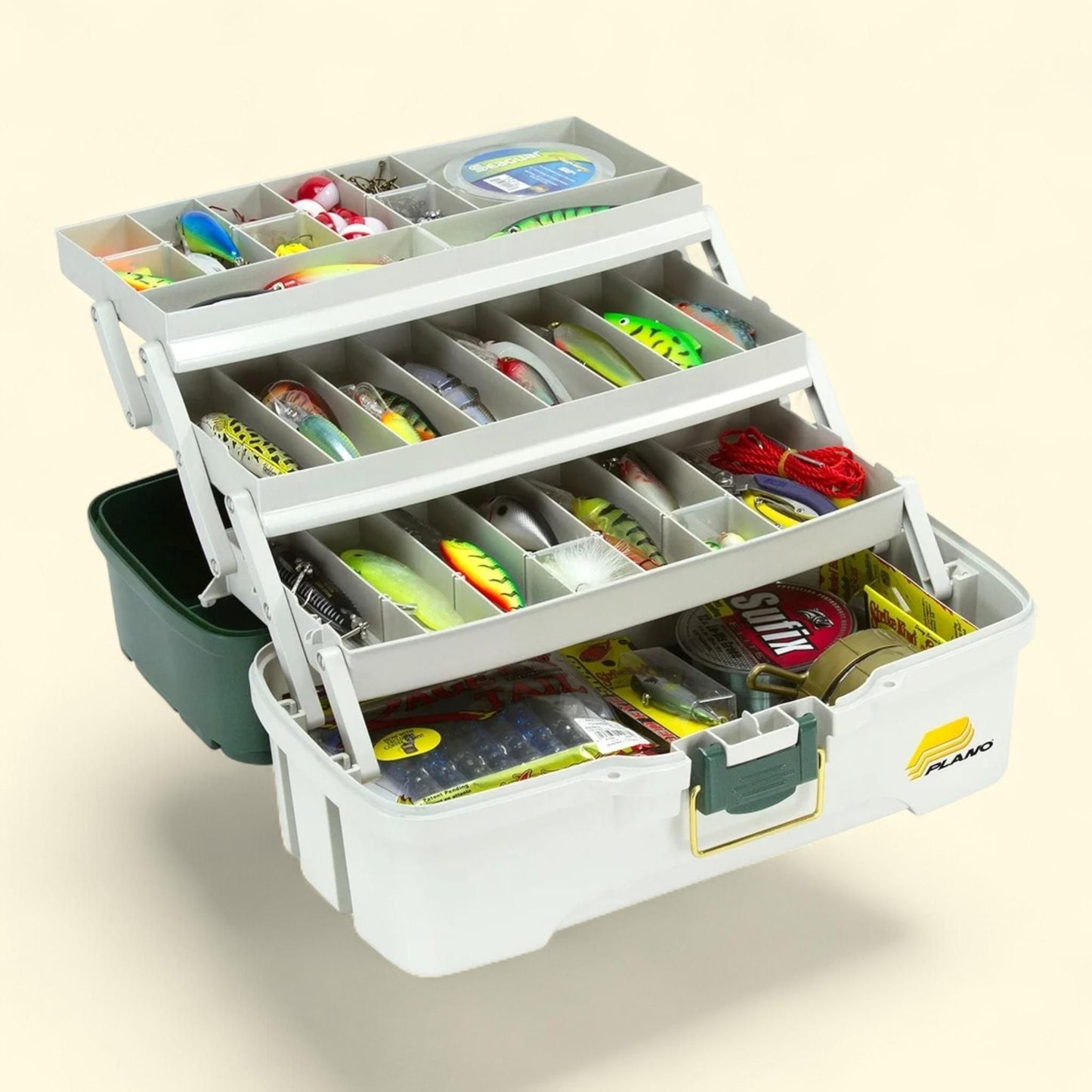 Plano Molding Co Tackle Box, 3 Tray, Green & White, 620304