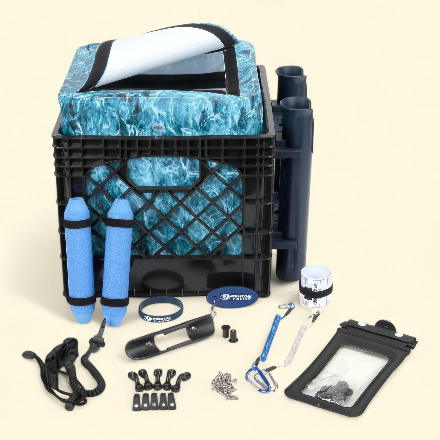 Caisse de rangement pour kayak Mossy Oak, 24 pièces, bleu « Milk Crate »