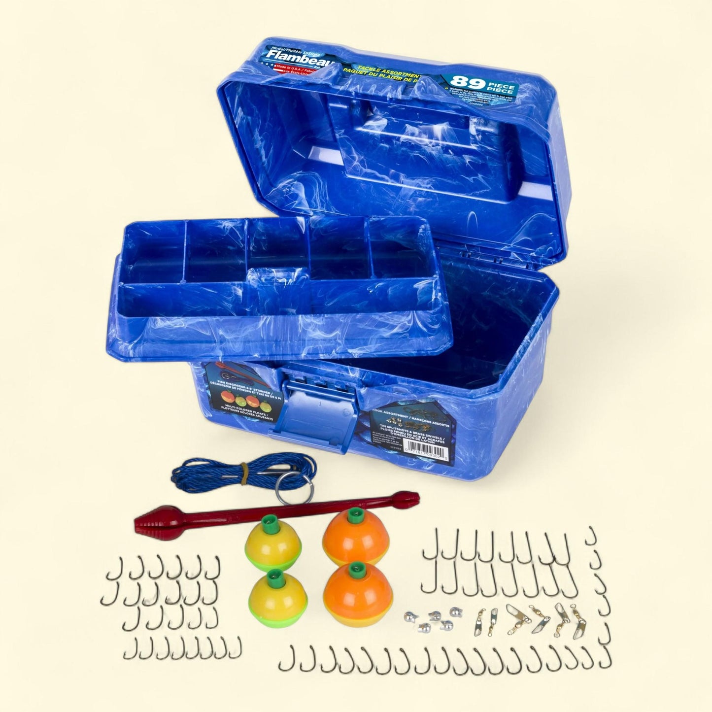 Flambeau Outdoors, Big Mouth Tackle Box 89 Piece Tackle Box Kit, 8.75 inches