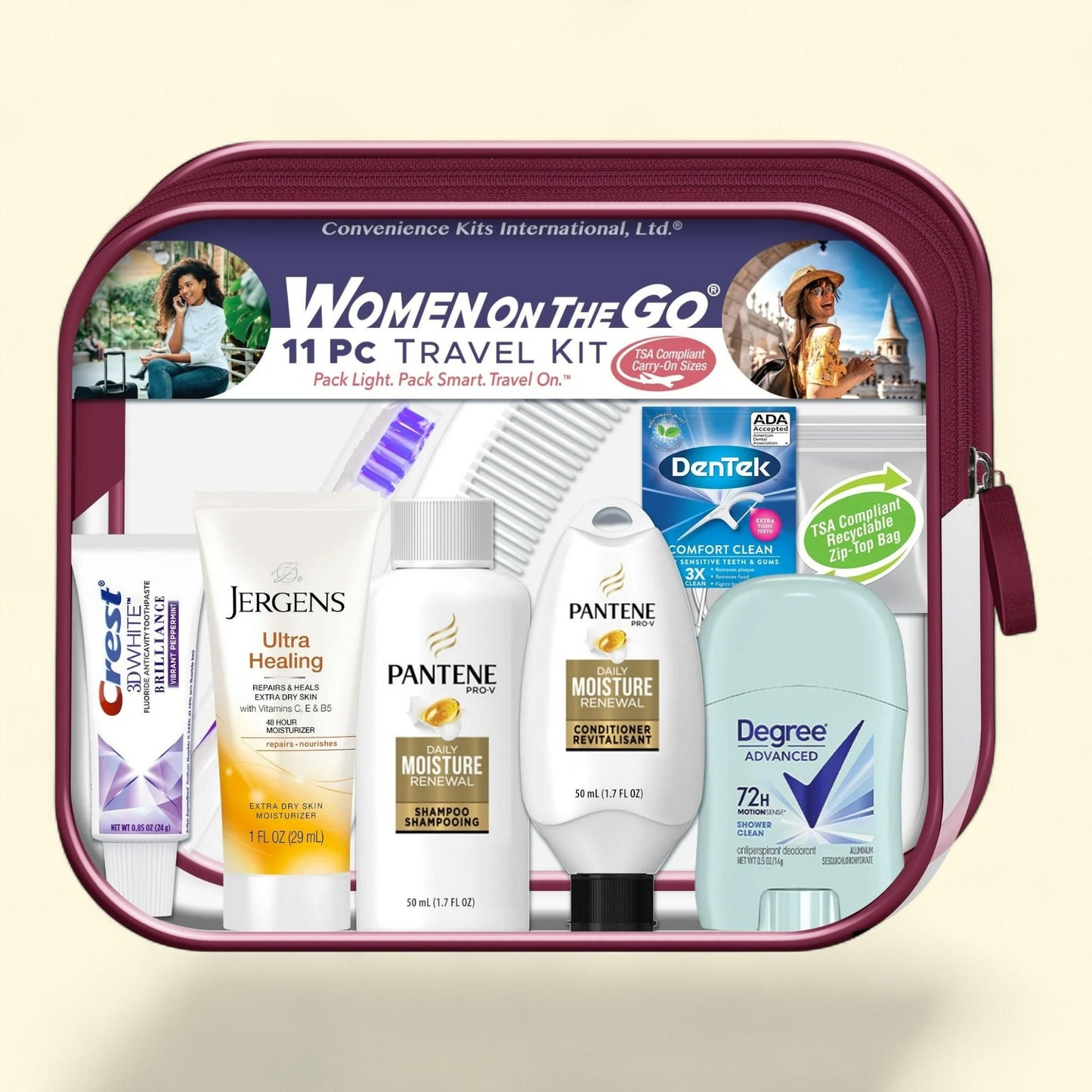 Convenience Kits International, Women's Deluxe 11 PC Travel Kit, Pantene Shampoo and Conditioner