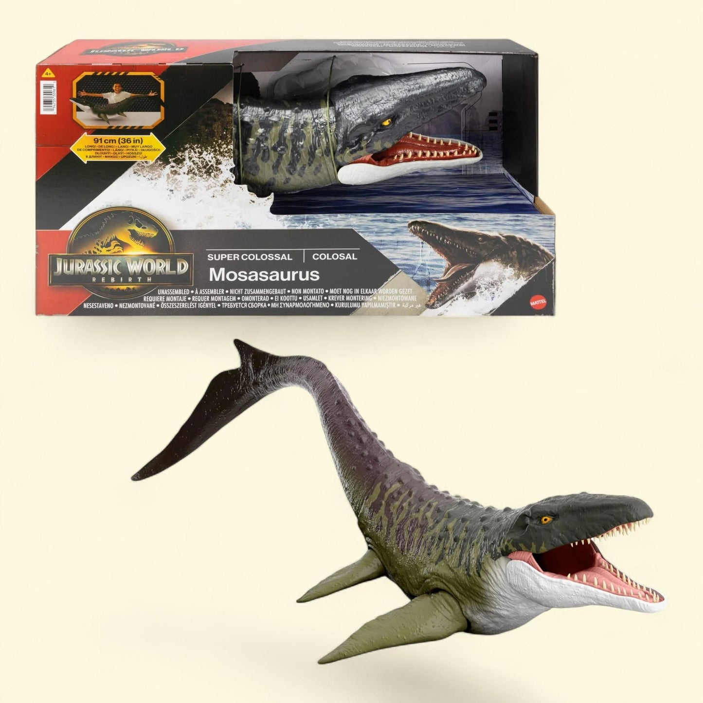 Jurassic World Rebirth Super Colossal Mosasaurus Action Figure, 37 in — authentic US product shipped worldwide by Treatspree