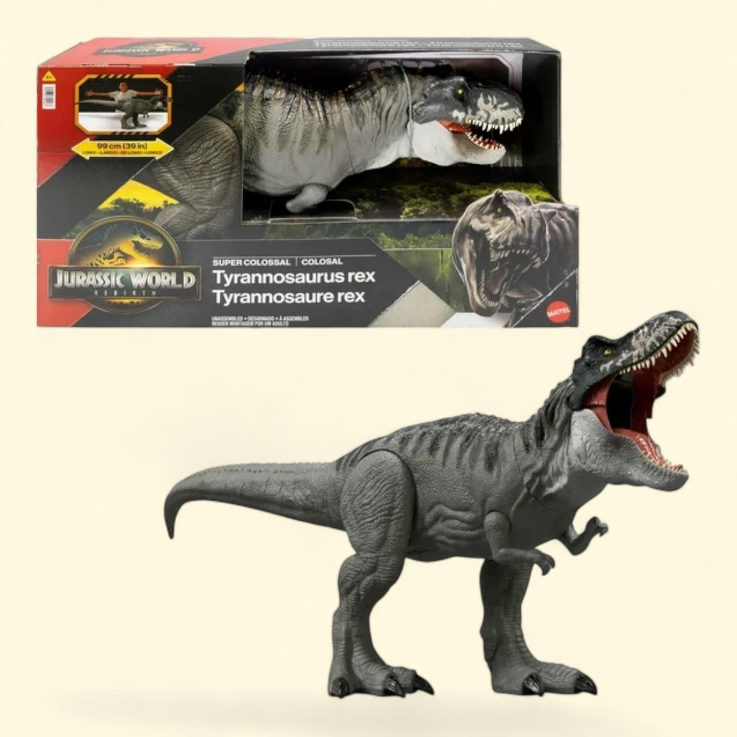 Jurassic World Rebirth Super Colossal Tyrannosaurus Rex Action Figure, T-Rex Dinosaur Movie Toy, 39 in