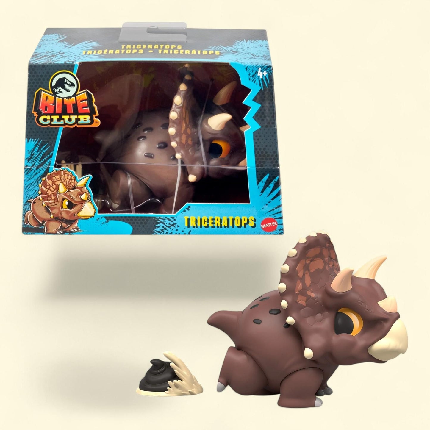 Jurassic World Bite Club Triceratops Dinosaur Figure, 4-inch