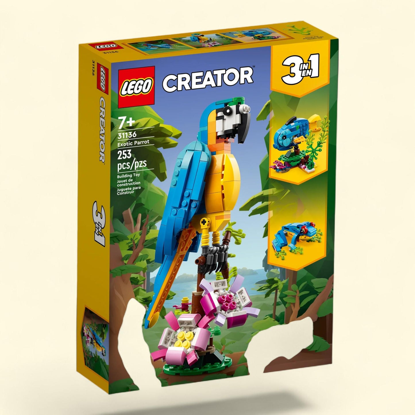 LEGO Creator Exotic Parrot to Frog to Fish Animal Figures Building Toy, 31136