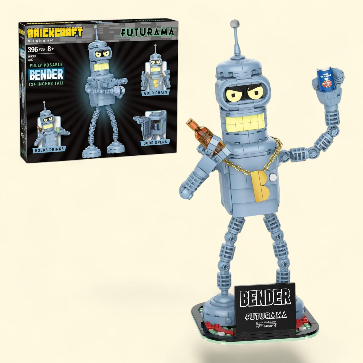 Brickcraft Futurama Bender Brick Building Kit, 396 Plastic Piece Set